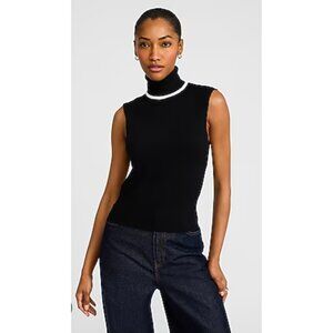 Club Monaco 100%Cashmere Sleeveless Turtleneck Sweater Women’s L Black Mock Neck